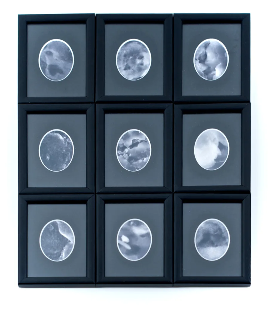Mateusz Kula. Media: 9 photographs in wooden frames, 9 x 13 cm