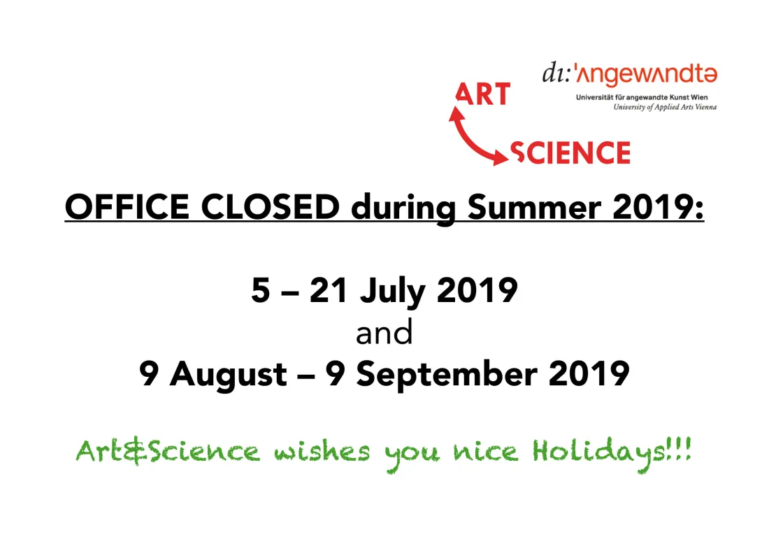 Summer Holidays – Art & Science Office Closing Times