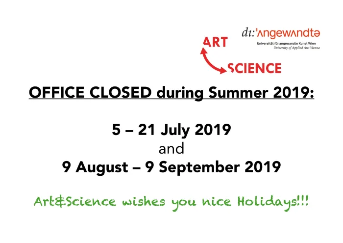 Summer Holidays – Art & Science Office Closing Times