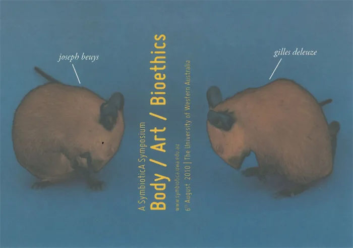 Invitation postcard: Verena Kaminiarz, may the mice bite me if is not true, 2008-present, Project realised at SymbioticA, School of Anatomy and Human Biology, UWA