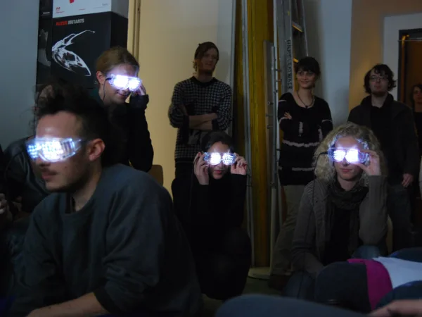 Visual part for audiovisual performance CaveArt using flickering light hallucinations